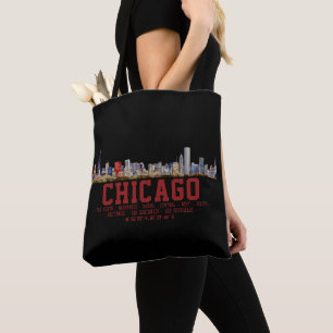 Chicago Skyline. Bereichsnamen und Koordinaten Tasche