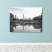 Chicago Skyline Black and White Large Foto Print Leinwanddruck (Insitu (Holzboden))