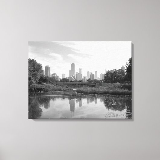 Chicago Skyline Black and White Large Foto Print Leinwanddruck (Vorderseite)