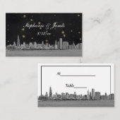 Chicago Skyline Black Gold Star Escortkarten Platzkarte (Vorne/Hinten)