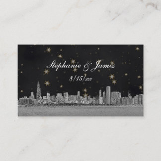 Chicago Skyline Black Gold Star Escortkarten Platzkarte
