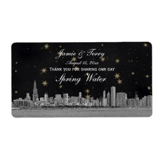Chicago Skyline Black Gold Star H Wasserflasche