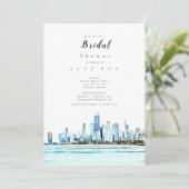 Chicago Skyline Bridal Shower Einladung (Stehend Vorderseite)