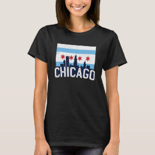 Chicago Skyline City Flag Illinois Souvenir Gesche T-Shirt
