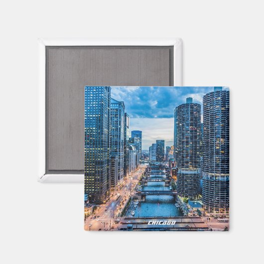 Chicago Skyline City Magnet (Vorderseite/Rückseite)