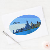 Chicago Skyline Collage Paint Ovaler Aufkleber (Umschlag)