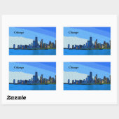 Chicago Skyline Collage Paint Rechteckiger Aufkleber (Blatt)