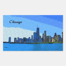 Chicago Skyline Collage Paint Rechteckiger Aufkleber