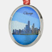 Chicago Skyline Collage Paint Silbernes Ornament (Links)