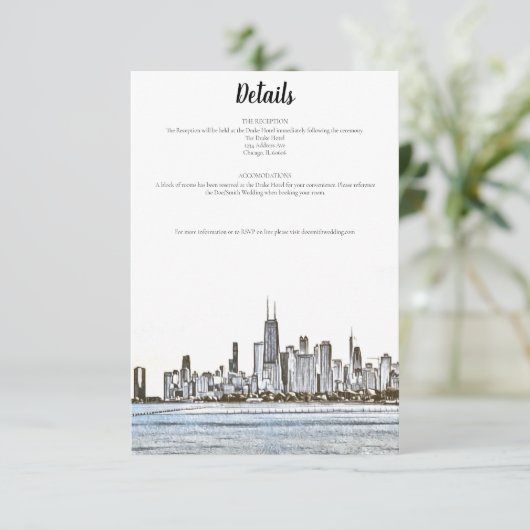 Chicago Skyline Details Card Einladung (Stehend Vorderseite)