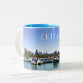 Chicago Skyline Diversey Harbror Zweifarbige Tasse (Vorderseite Links)