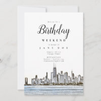 Chicago Skyline Einladung zum Geburtstag Wochenend