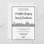 Chicago Skyline Einladung zur Hochzeit mit QR Code (Vorderseite)