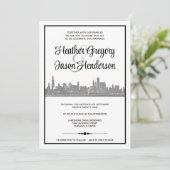 Chicago Skyline Einladung zur Hochzeit mit QR Code (Stehend Vorderseite)