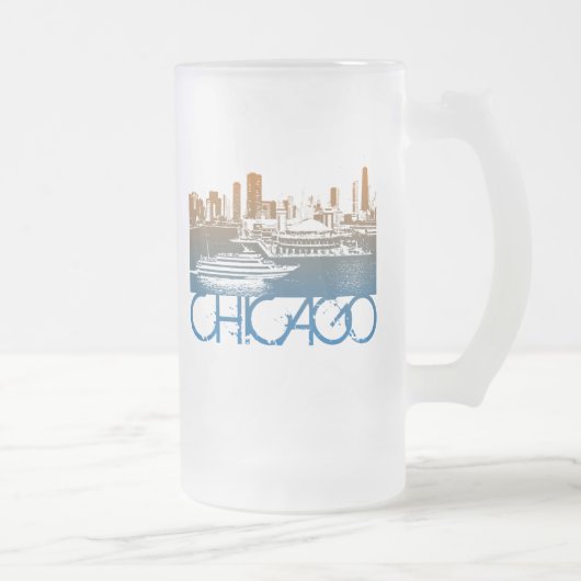 Chicago-Skyline-Entwurf Mattglas Bierglas (Rechts)
