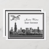 Chicago Skyline Etch Gerahmt #2H Baby Shower Storc Einladung (Vorne/Hinten)