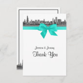 Chicago Skyline Etched BW Aqua Vielen Dank Dankeskarte (Vorne/Hinten)