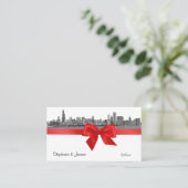 Chicago Skyline Etched BW Red Escort Cards Platzkarte (Stehend Vorderseite)