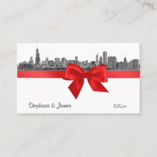 Chicago Skyline Etched BW Rote Platzkarten #2
