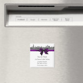 Chicago Skyline Etched BW Save the Date Lila Magnet (In Situ (Geschirrspüler))