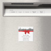 Chicago Skyline Etched BW Save the Date Red Magnet (In Situ (Geschirrspüler))