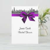 Chicago Skyline Etched BW Violet Brautparty S Einladung (Stehend Vorderseite)