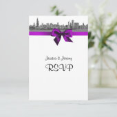 Chicago Skyline Etched BW Violet UAWG Menu RSVP Karte (Stehend Vorderseite)