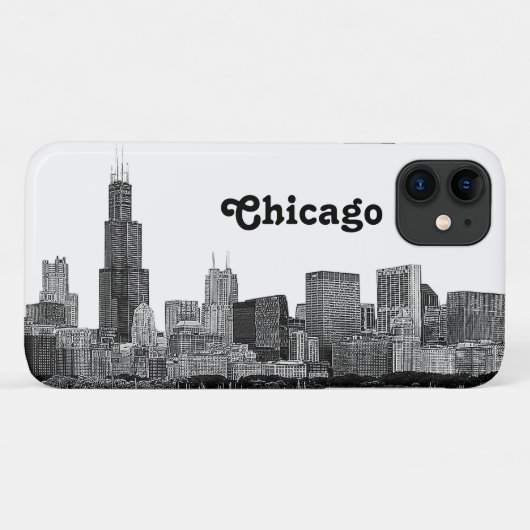 Chicago Skyline Etched Case-Mate iPhone Hülle (Rückseite (Horizontal))