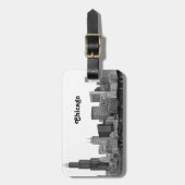 Chicago Skyline Etched Gepäckanhänger (Vorderseite vertikal)