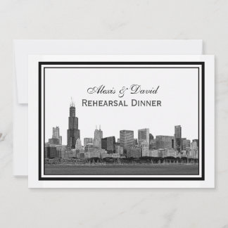 Chicago Skyline Etched Gerahmt #2 H Probe Einladung