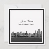 Chicago Skyline Etched Gerahmt Bachelorette Einladung (Vorderseite)