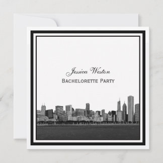 Chicago Skyline Etched Gerahmt Bachelorette Einladung