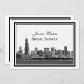 Chicago Skyline Etched Gerahmt Brautparty #2 H Einladung (Vorne/Hinten)