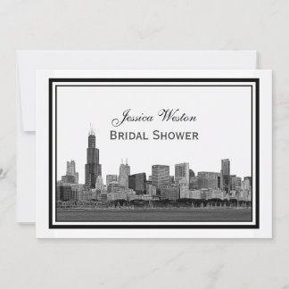 Chicago Skyline Etched Gerahmt Brautparty #2 H Einladung