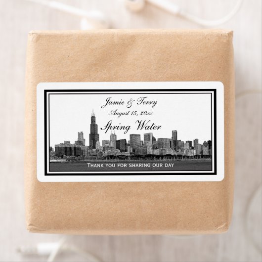 Chicago Skyline Etched Gerahmt H Water Bottle (Insitu)