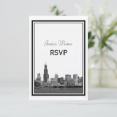 Chicago Skyline Etched Gerahmt UAWG RSVP Karte (Stehend Vorderseite)