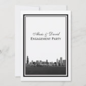 Chicago Skyline Etched Gerahmt V Verlobung Einladung (Vorderseite)