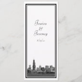 Chicago Skyline Etched Gerahmt Wedding Program Men Programm (Vorderseite)