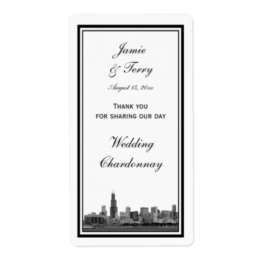 Chicago Skyline Etched Gerahmt Wine Label (Vorne)