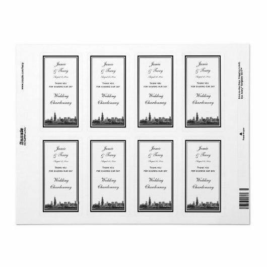 Chicago Skyline Etched Gerahmt Wine Label (Vorne)