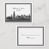 Chicago Skyline Etched Gerahmte Escort Cards #2 Platzkarte (Vorne/Hinten)
