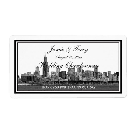 Chicago Skyline Etched Gerahmtes H Wine Label (Vorne)