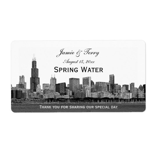 Chicago Skyline Etched H Wasserflasche (Vorne)
