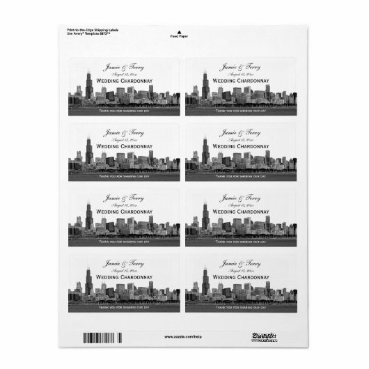 Chicago Skyline Etched H Wine Label (Vorne)