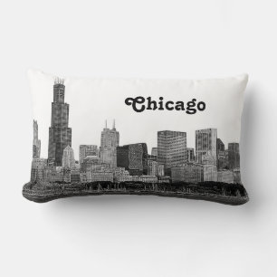 Chicago Skyline Etched Lendenkissen