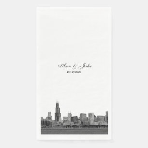 Chicago Skyline Etched Look Skyline Wedding Serviette