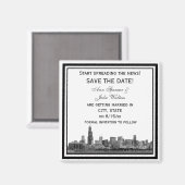 Chicago Skyline Etched Save the Date Gerahmt Magnet (Vorderseite/Rückseite)
