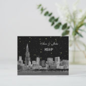 Chicago Skyline Etched Starry DIY BG UAWG 1 Einladungspostkarte (Stehend Vorderseite)