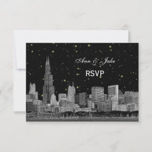 Chicago Skyline Etched Starry DIY BG UAWG #2 RSVP Karte