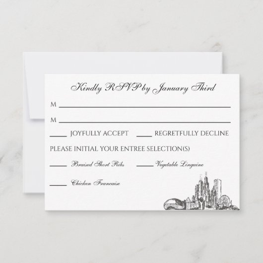 Chicago Skyline Flat Dankeschön Karte (Vorderseite)